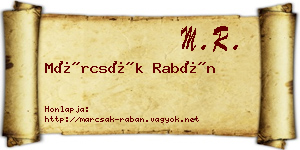 Márcsák Rabán névjegykártya